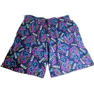 Mad Engine Men's Lounge Shorts NASA Astronaut Size 2X Blue Neon Space Print